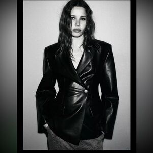 Zara Black Leather Blazer